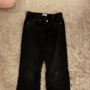 Zara mid-rise black wide leg jeans